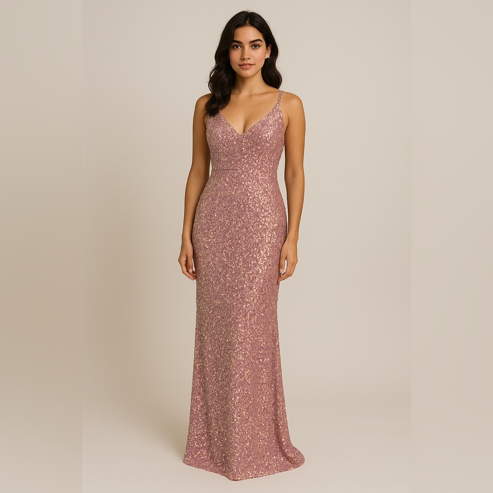 Long sequin high slit strapless pink Dress‎ Size 5 Prom Wedding Guest Party